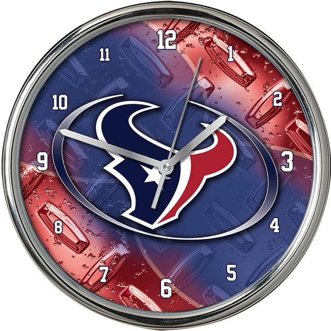 Houston Texans Diamond Plate Chrome Clock