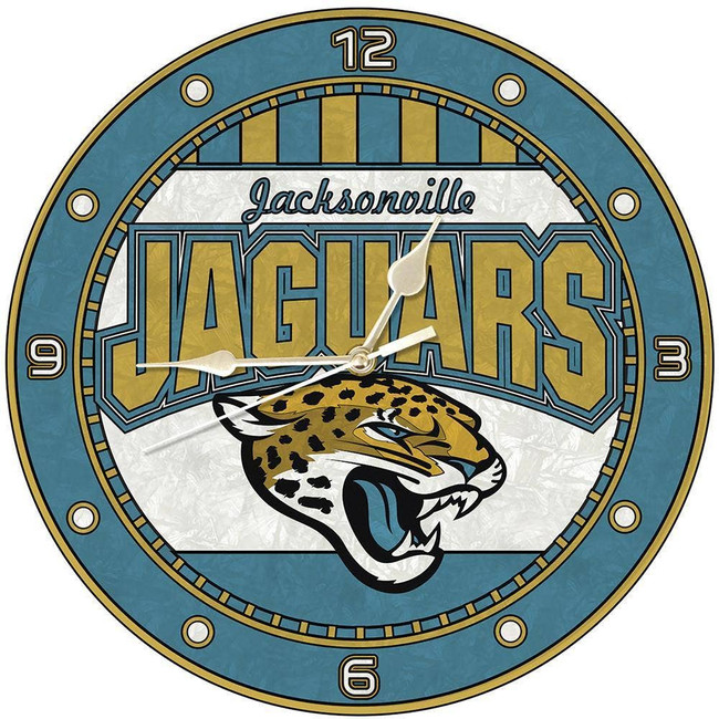 Jacksonville Jaguars 12" Art Glass Clock
