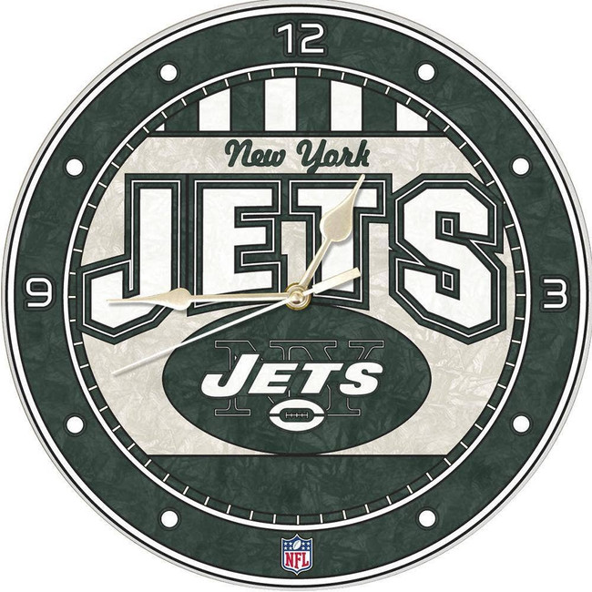 New York Jets 12" Art Glass Clock