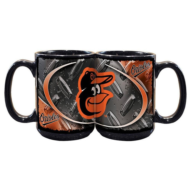 Baltimore Orioles 15oz Black Diamond Plate Mug