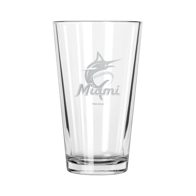 Miami Marlins 16oz Pint Glass w/Etched Logo