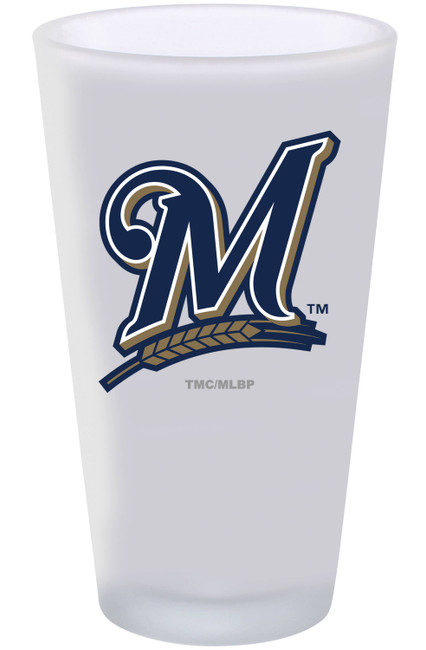 Milwaukee Brewers 16oz Frosted Pint Glass Color Logo