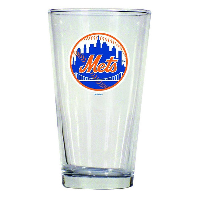 New York Mets 16oz Pint Glass w/Color Logo