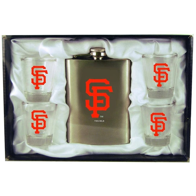 San Francisco Giants 8oz Stainless Steel Flask w/4 Cups