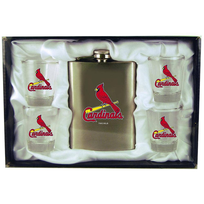 St. Louis Cardinals 8oz Stainless Steel Flask w/4 Cups
