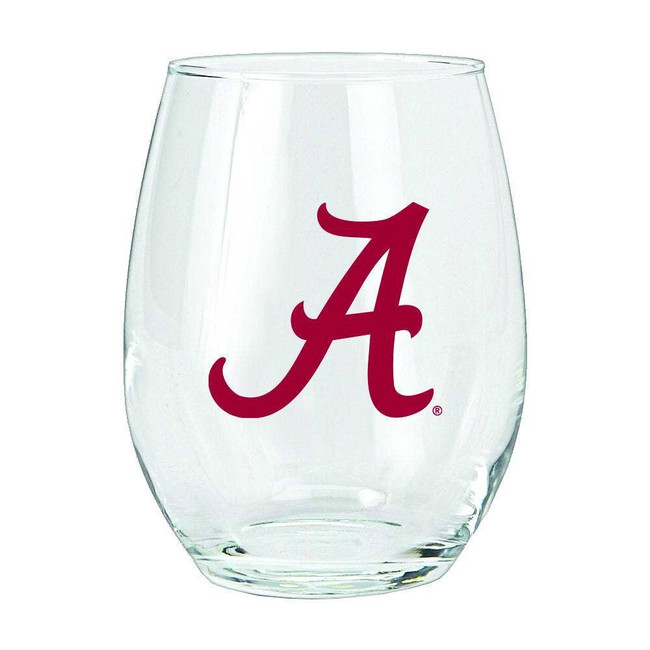 Alabama Crimson Tide 15oz Stemless Wine w/Color Logo