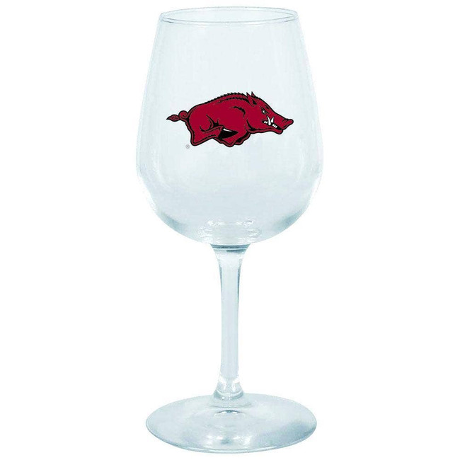 Arkansas Razorbacks 12.75oz Stem Wine Glass Color Logo