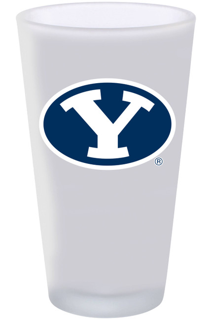 BYU Cougars 16oz Frosted Pint Glass Color Logo