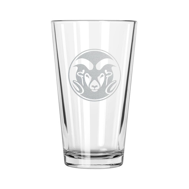Colorado State Rams 16oz Pint Glass w/Etched Logo