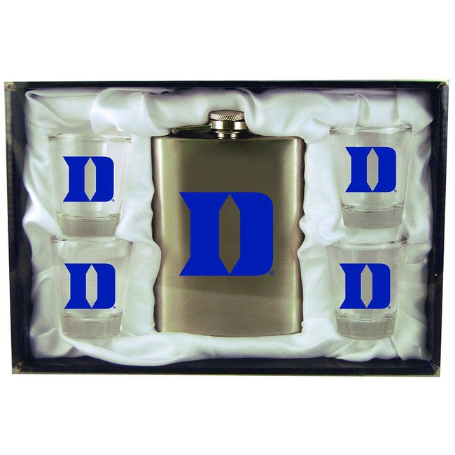 Duke Blue Devils 8oz Stainless Steel Flask w/4 Cups