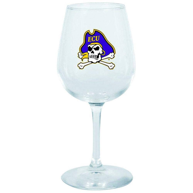 East Carolina Pirates 12.75oz Stem Wine Glass Color Logo