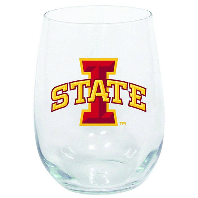 Iowa State Cyclones 15oz Stemless Wine w/Color Logo