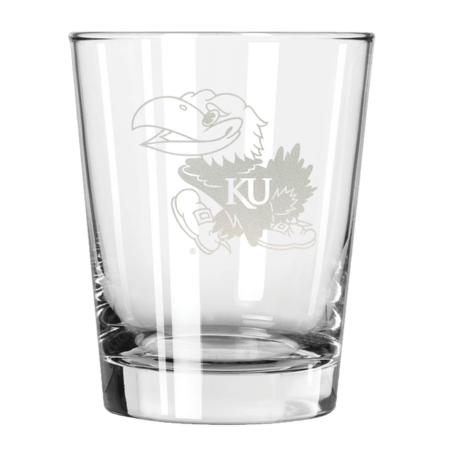 Kansas Jayhawks 15oz Old Fashioned w/Etched Logo