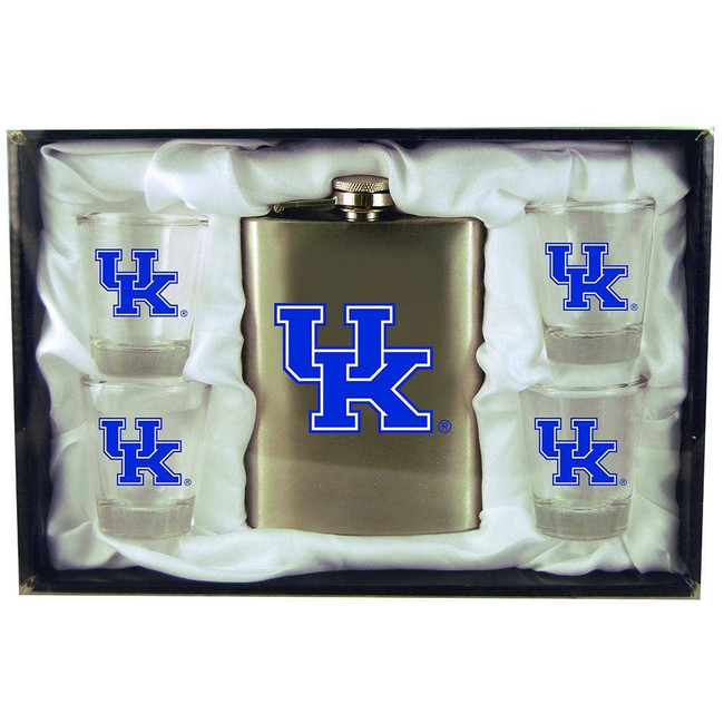 Kentucky Wildcats 8oz Stainless Steel Flask w/4 Cups