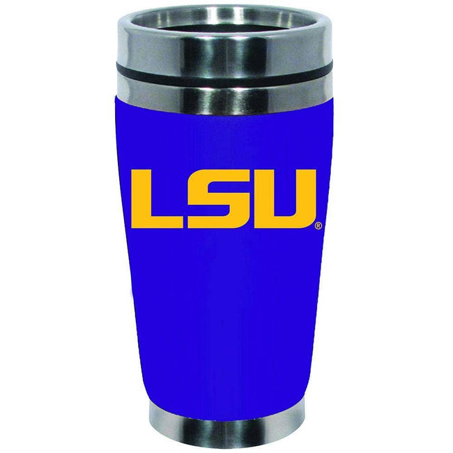 LSU Tigers 16oz Travel Mug with Neoprene Wrap