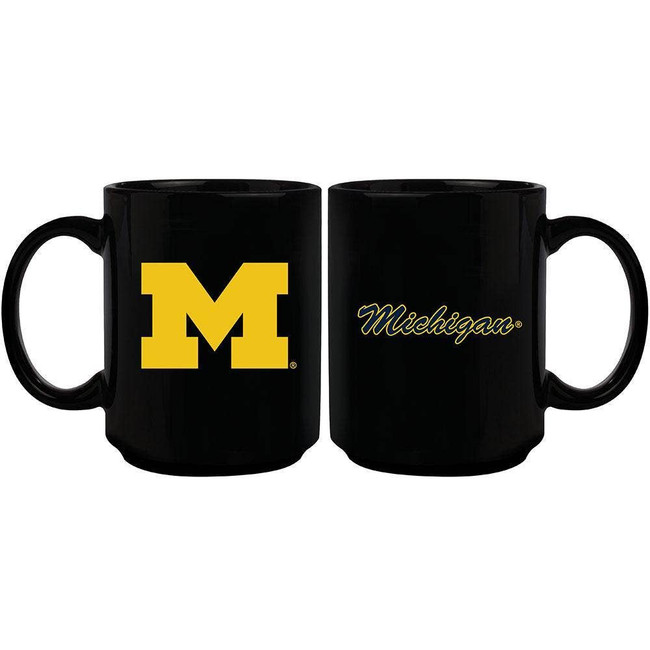 Michigan Wolverines 15oz Black Mug w/Color Logo