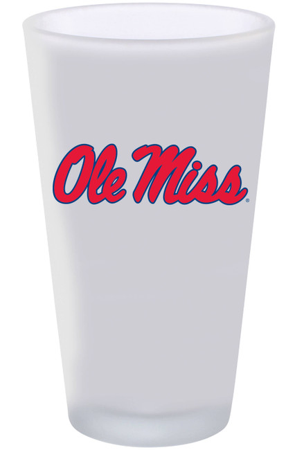 Ole Miss Rebels 16oz Frosted Pint Glass Color Logo