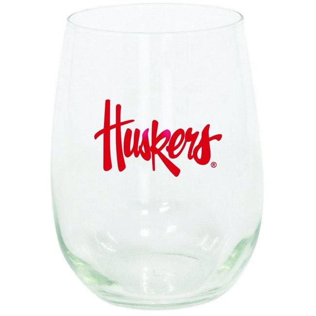 Nebraska Cornhuskers 15oz Stemless Wine w/Color Logo