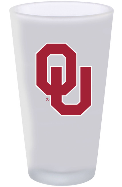 Oklahoma Sooners 16oz Frosted Pint Glass Color Logo