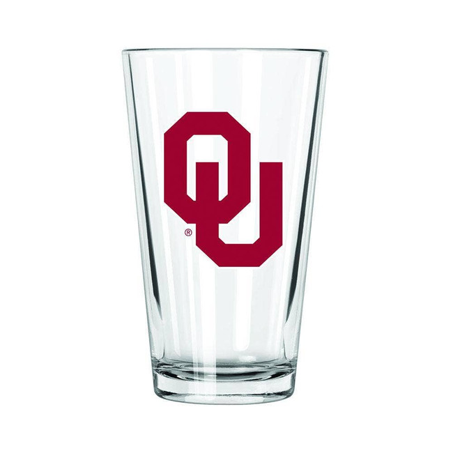 Oklahoma Sooners 16oz Pint Glass w/Color Logo