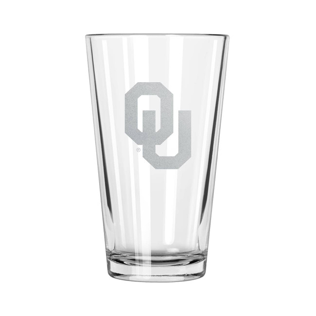 Oklahoma Sooners 16oz Pint Glass w/Etched Logo