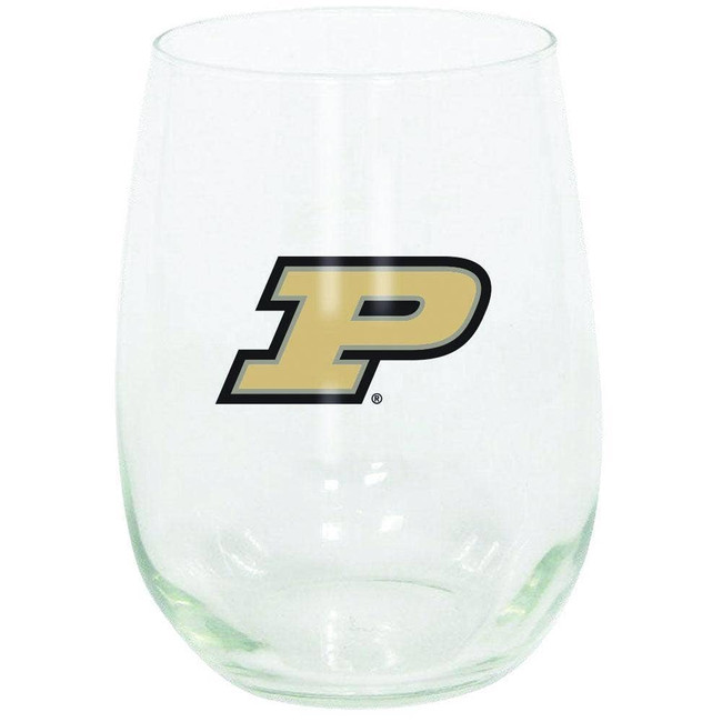 Purdue Boilermakers 15oz Stemless Wine w/Color Logo