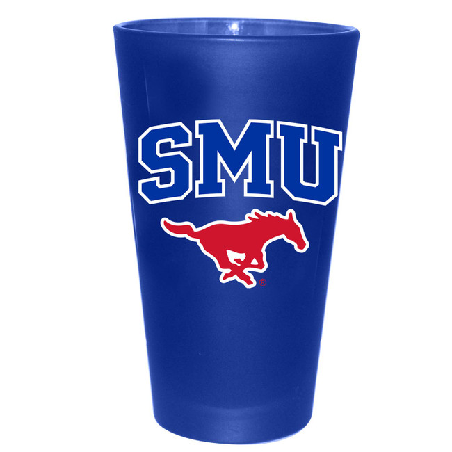 Southern Methodist 16oz Color Frosted Pint Color Logo