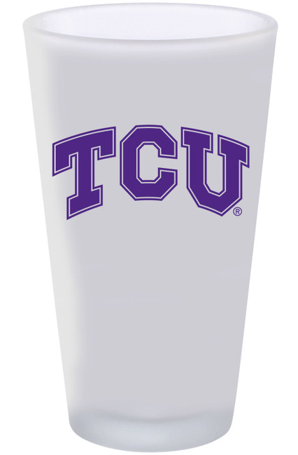 TCU Horned Frogs 16oz Frosted Pint Glass Color Logo
