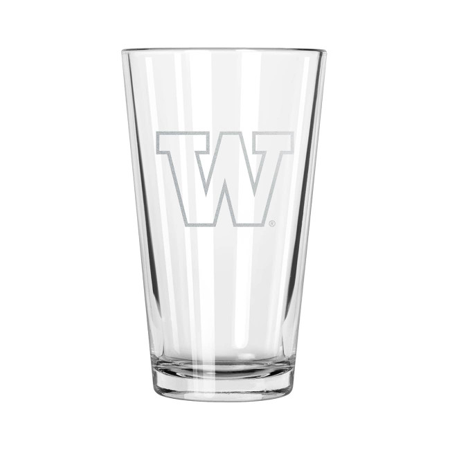 Washington Huskies 16oz Pint Glass w/Etched Logo