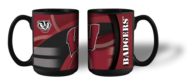 Wisconsin Badgers 11oz Black Carbon Fiber Mug