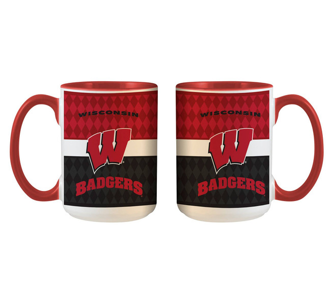 Wisconsin Badgers 15oz White Inner Stripe Mug