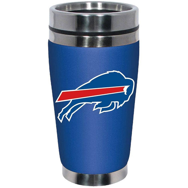 Buffalo Bills 16oz Travel Mug with Neoprene Wrap