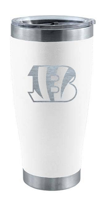 Cincinnati Bengals 20oz White Tumbler w/Etched Logo