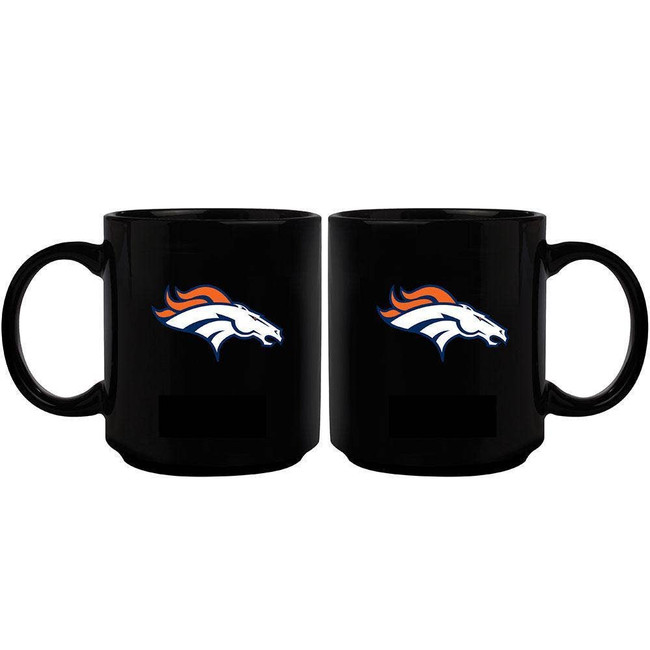 Denver Broncos 11oz Black Mug w/Color Logo