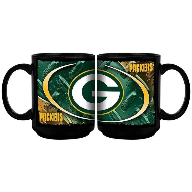 Green Bay Packers 15oz Black Diamond Plate Mug