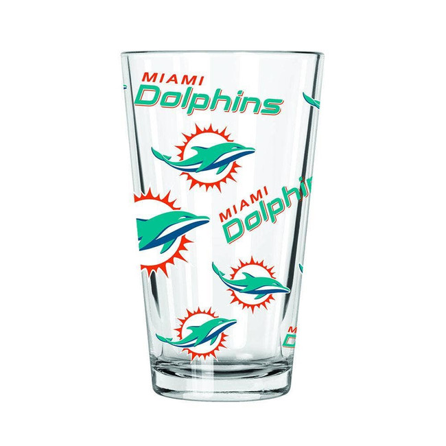 Miami Dolphins 16oz All Over Print Glass