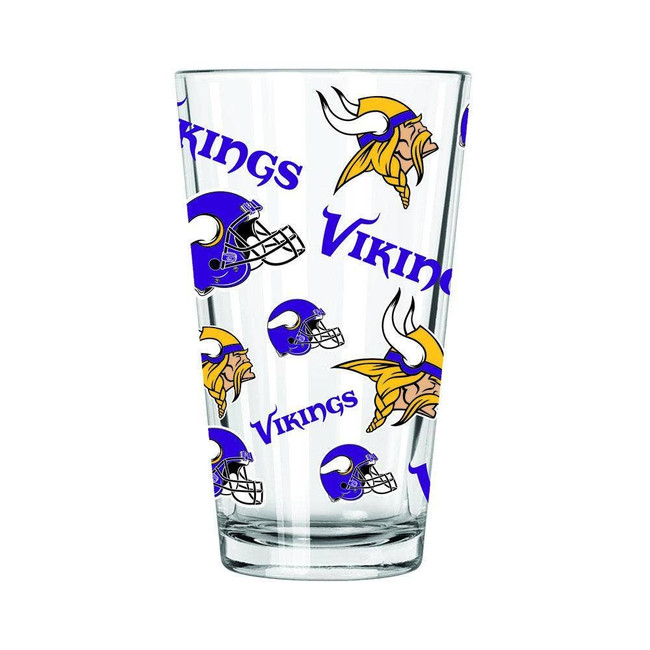 Minnesota Vikings 16oz All Over Print Glass