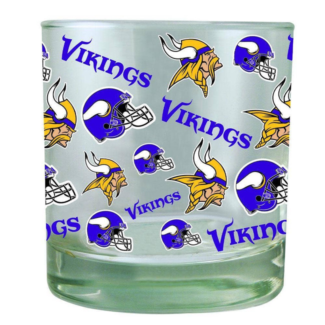 Minnesota Vikings All Over Print Rocks Glass