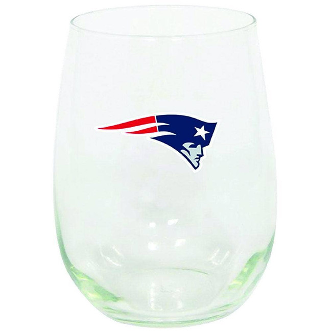 New England Patriots 15oz Stemless Wine w/Color Logo