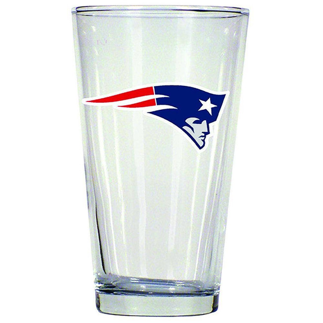 New England Patriots 16oz Pint Glass w/Color Logo