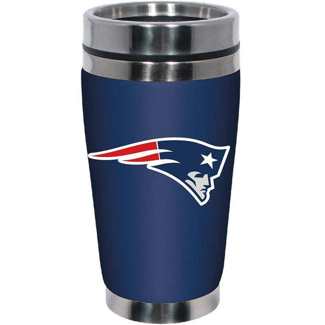 New England Patriots 16oz Travel Mug with Neoprene Wrap