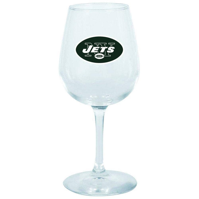 New York Jets 12.75oz Stem Wine Glass Color Logo