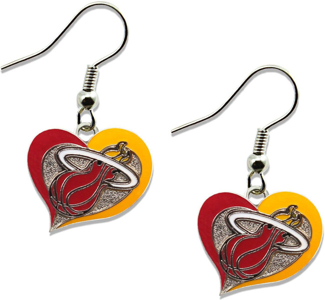 NBA Miami Heat Swirl Heart Earrings