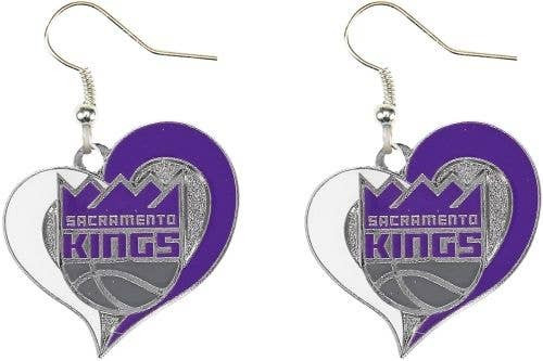 NBA Sacramento Kings Swirl Heart Earrings