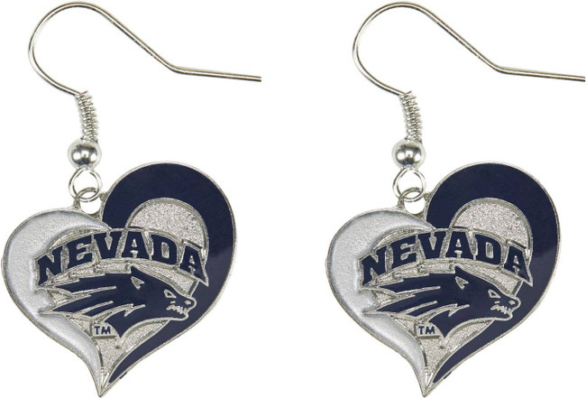 NCAA Nevada Wolf Pack Swirl Heart Earrings