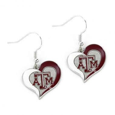 NCAA Texas A&M Aggies Swirl Heart Earrings