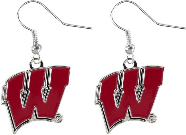 NCAA Wisconsin Badgers Logo Dangle Earrings