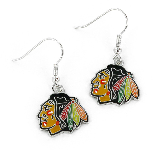 NHL Chicago Blackhawks Logo Dangle Earrings