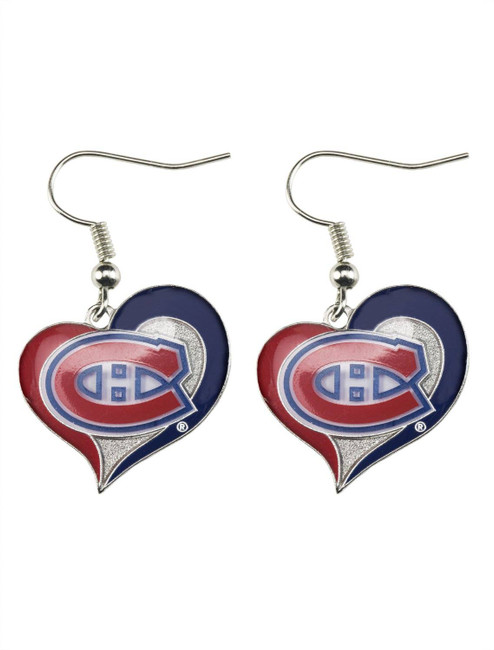 NHL Montreal Canadiens Swirl Heart Earrings