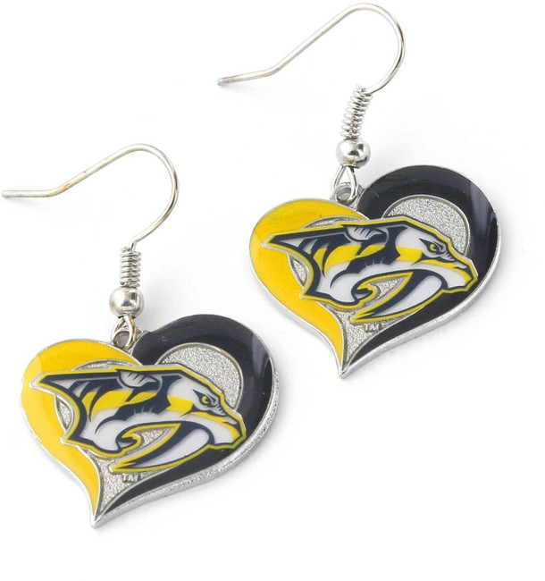 NHL Nashville Predators Swirl Heart Earrings